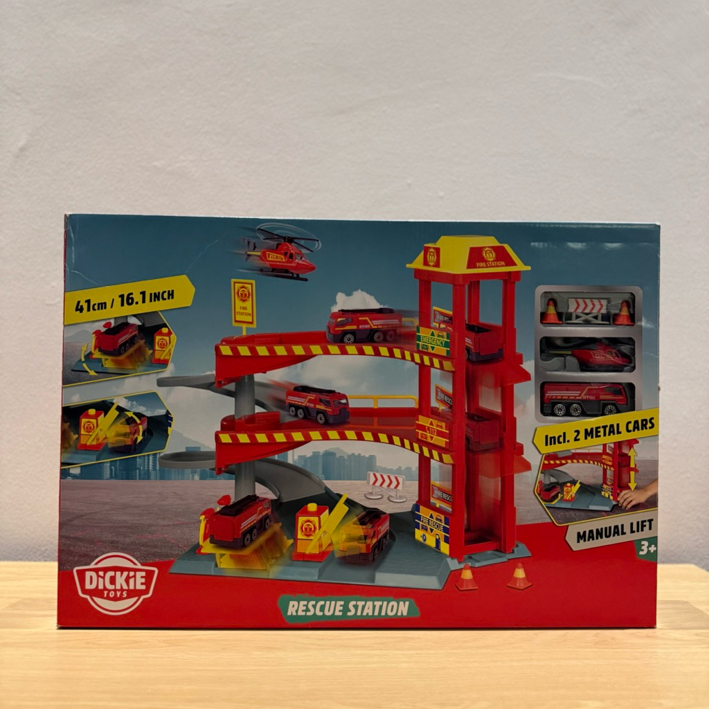 NEW Dickie Toys Fire Station Play Set with 2 Die-Cast Cars Mainan Mobil Anak
