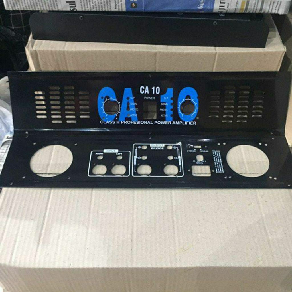 Panel Plat Power  Amplifier CA 10 Depan Belakang - Desain Tahan Lama, Warna Hitam, Paket Lengkap
