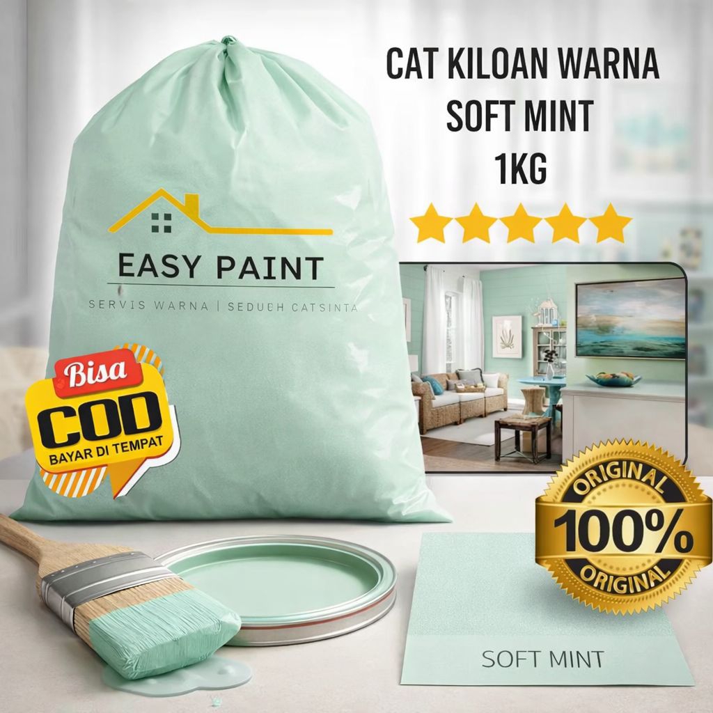 Cat tembok kiloan warna soft mint Cat tembok kiloan kualitas super Cat tembok 1kg Cat tembok