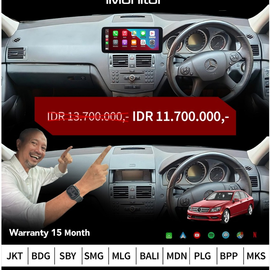 Ready Stok Head unit carplay Mercy C200 W204