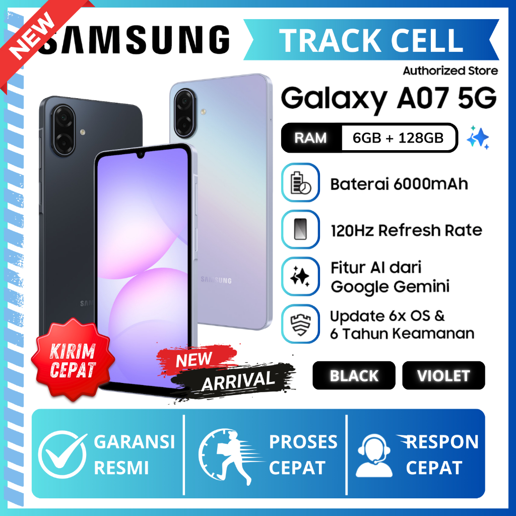 Samsung Galaxy A07 5G 6/128GB Dimensity 6300 HP Samsung Terbaru 2026 Original Garansi Resmi SEIN
