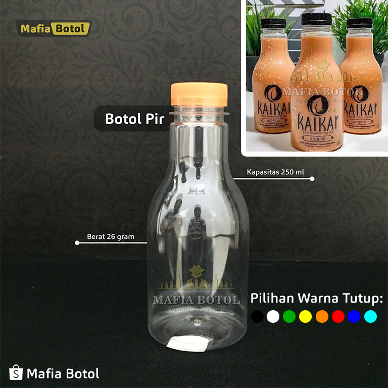 Botol Plastik Pir 250 ml | Isi 100 pcs Botol unik pier kemasan minuman kemasan kopi jamu