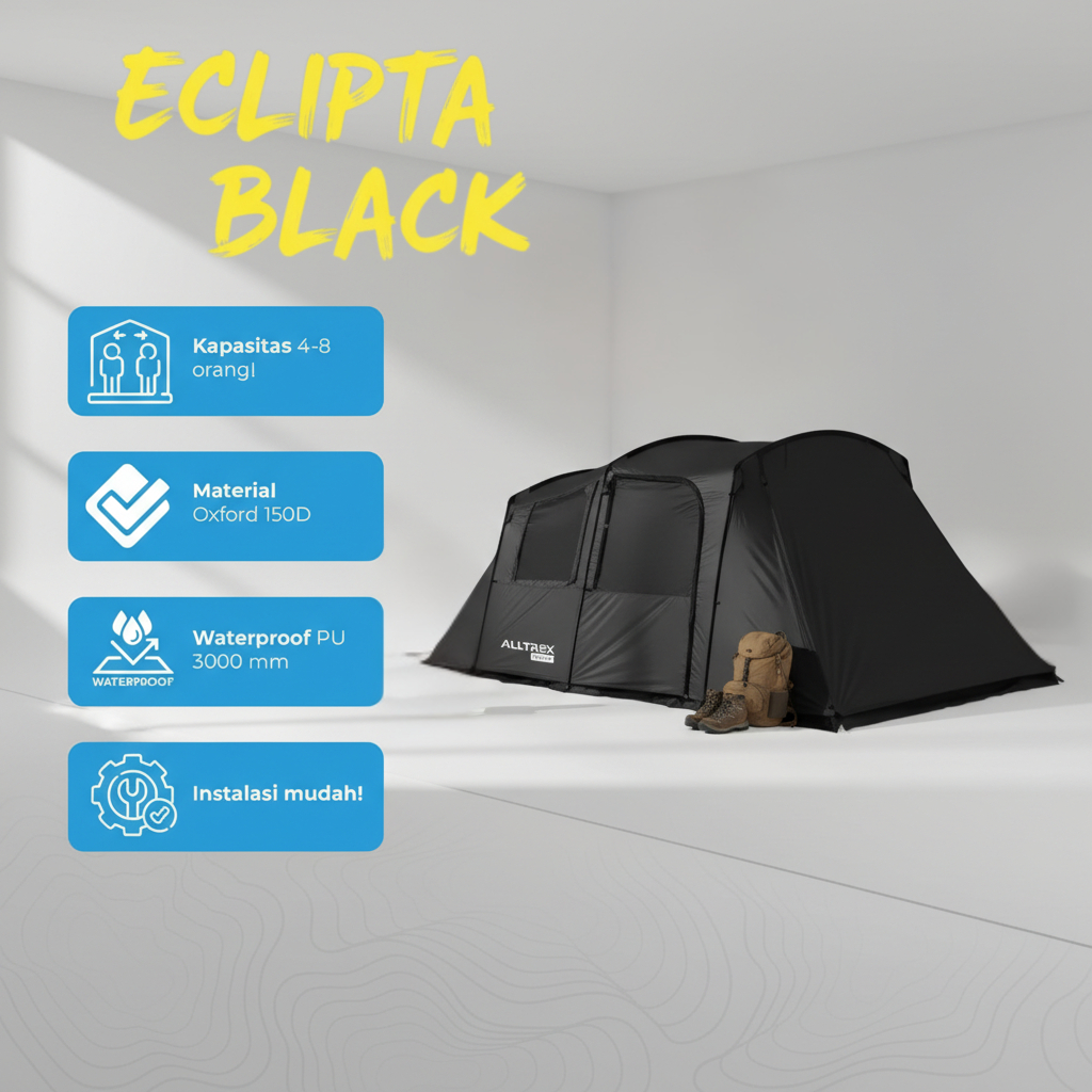 ALLTREK Tenda Camping ECLIPTA BLACK 4P Double Layer Waterproof Tent