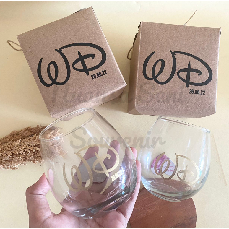 Souvenir Pernikahan Gelas Wine Tuscany Cangkir Telur Tumbler Mug Minum Kaca Custom Kemas Box Rustic