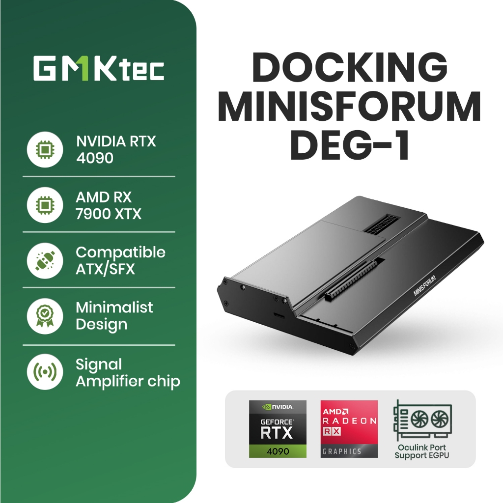EXSTERNAL VGA Minisforum Deg1 Mini eGPU Enclosure for RTX 4090, AMD RX 7900 XTX Oculink Port