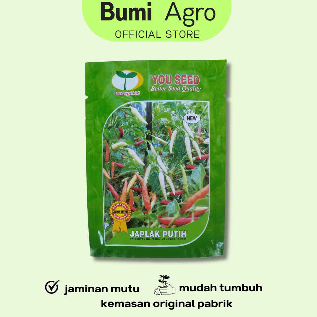 Benih Cabe Rawit Tegak JAPLAK PUTIH 10 gram Asli Cap You Seed Lebat & Bandel