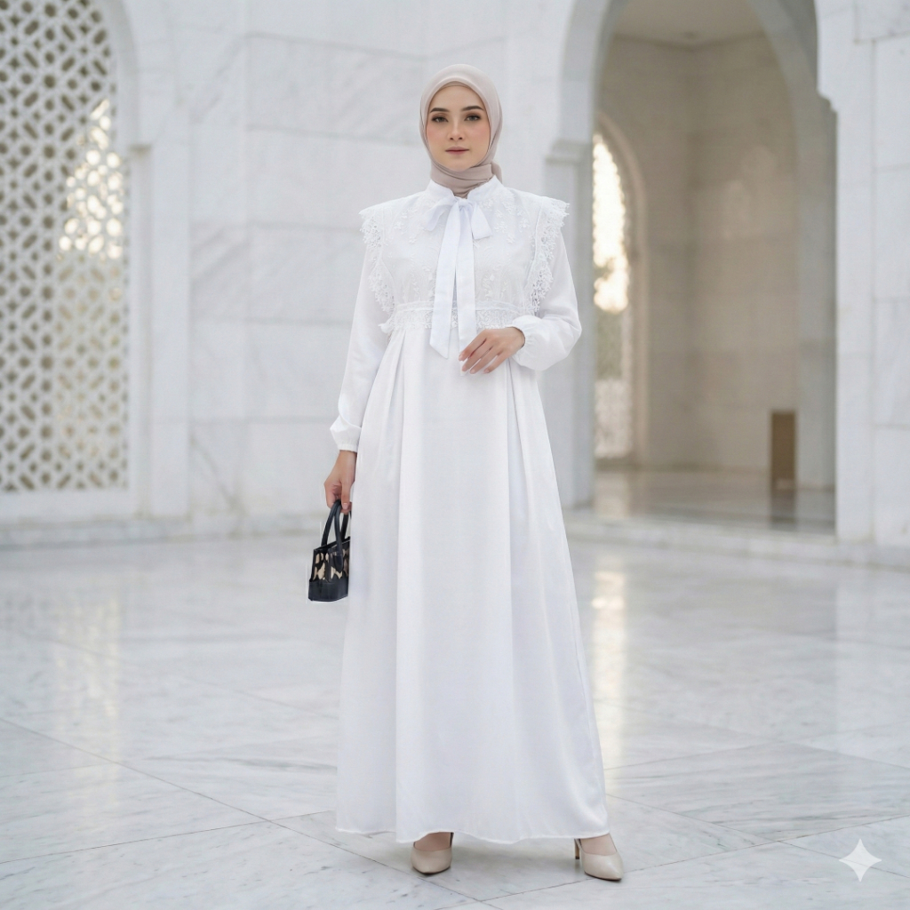 Ahzem Official - Gamis Muslimah Syakila Model Rompi Tille Bordir Oufit Lebaran Kondangan Mewah Elega