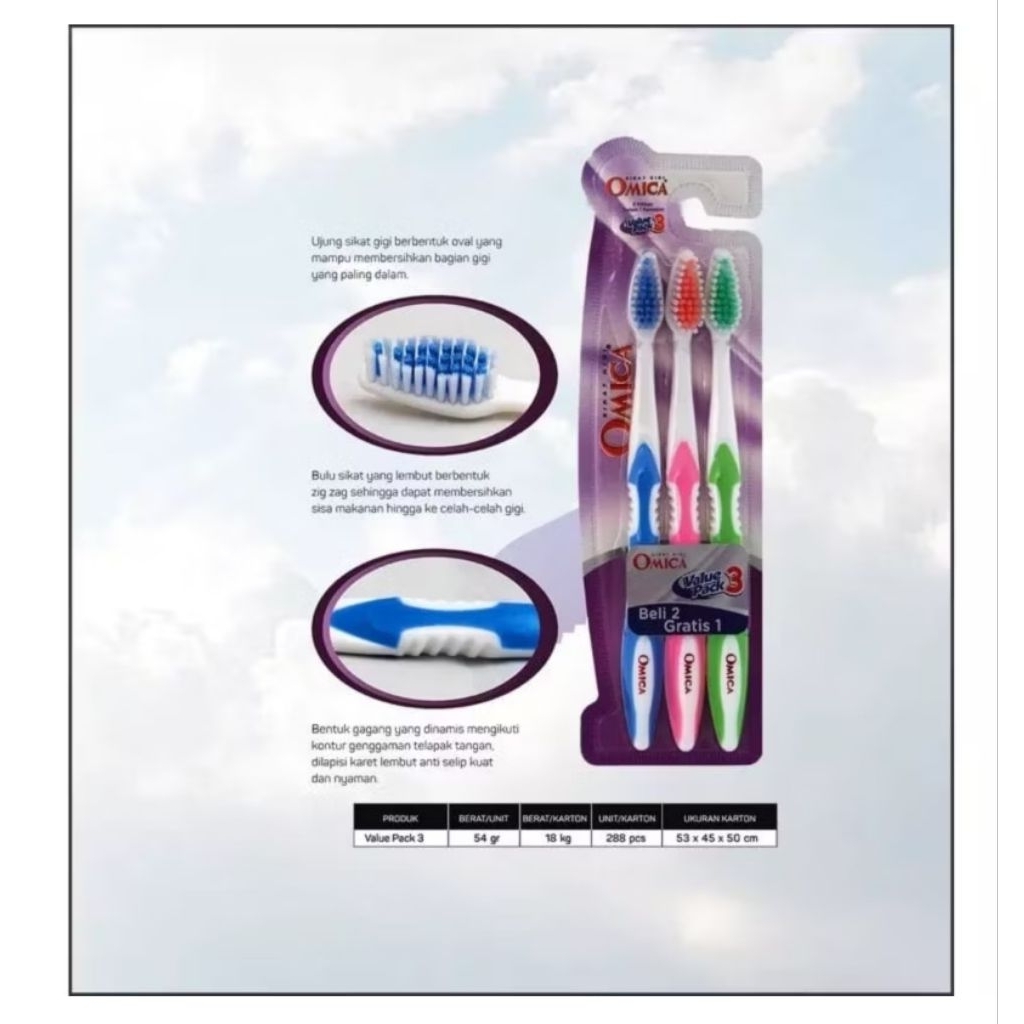 [ 12pcs ] Omica / Sikat Gigi Omica Dewasa Value Pack 3 / Sikat Gigi