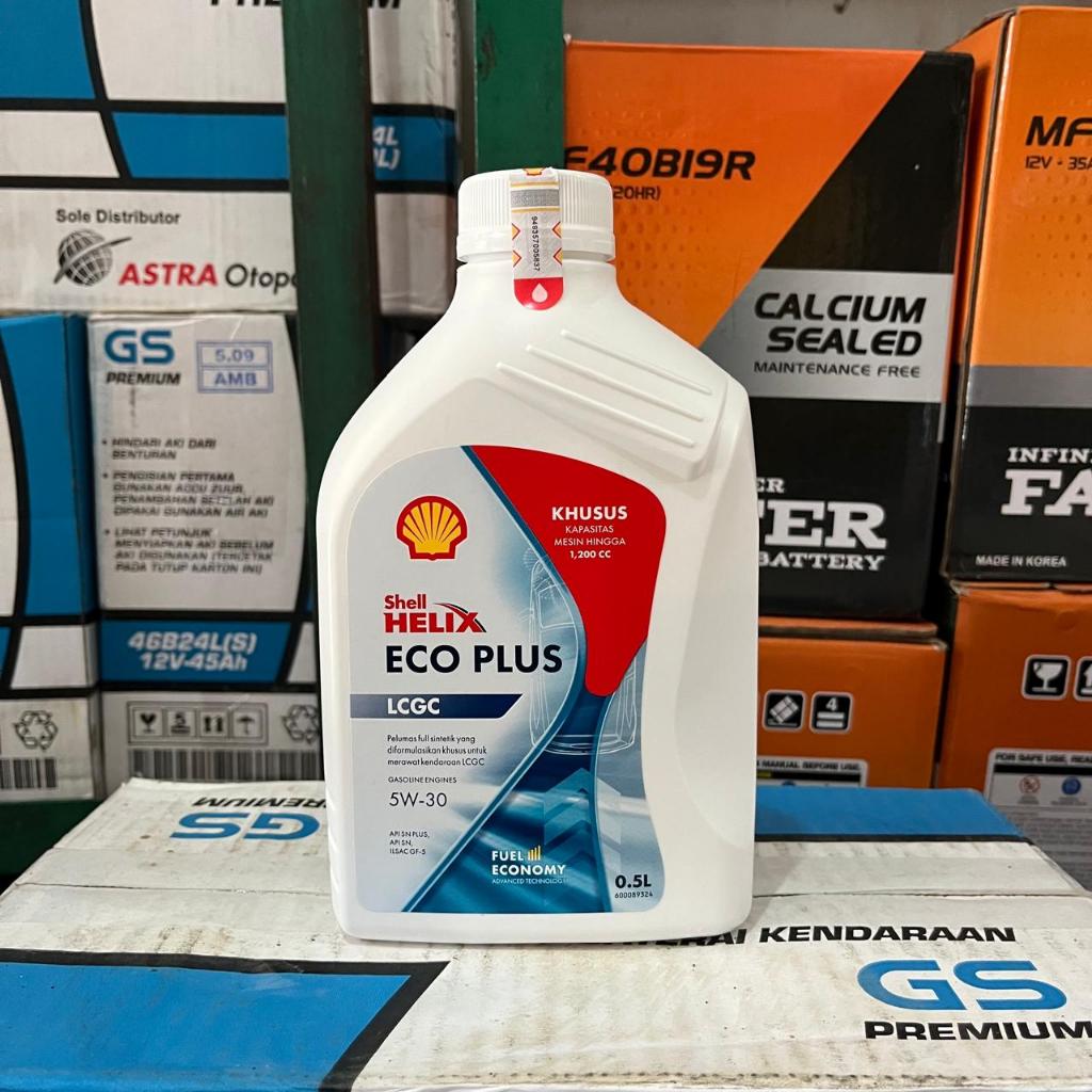 OLI SHELL HELIX ECO PLUS 5W-30 (KHUSUS MOBIL LCGC - AGYA CALYA SIGRA AYLA BRIO MOBILIO) | 500ml & 3L