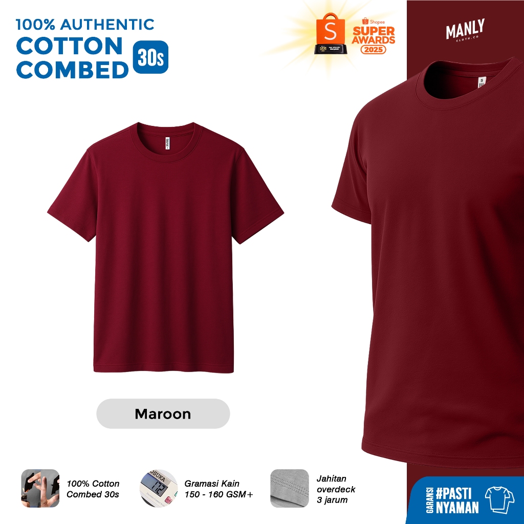 KAOS MAROON POLOS PREMIUM COMBED 30S