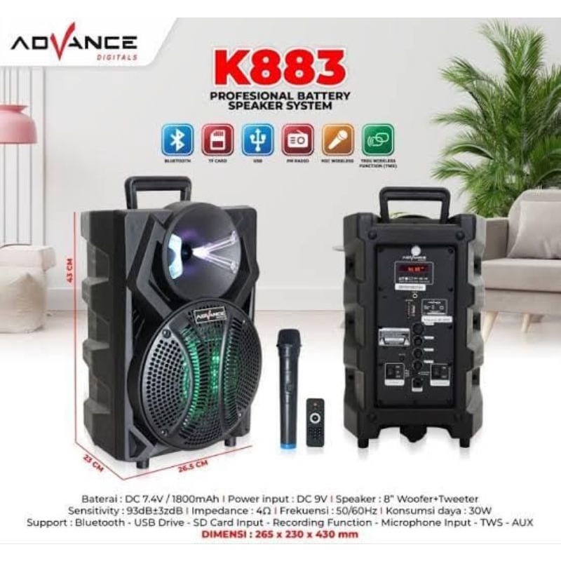 Speaker Advance K881 K882 K883 PORTABLE BLUETOOTH SUARA SUPER MANTAP BERGARANSI