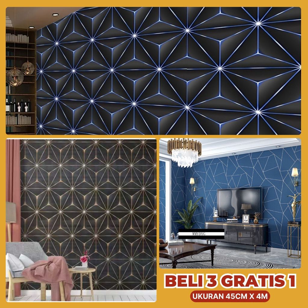 BELI 3 GRATIS 1 Wallpaper Walpaper Dinding Ruang Tamu Walpeper Kamar Minimalis Motif Keramik 3D