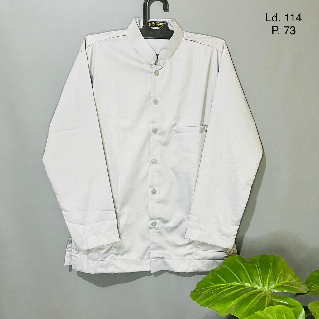 Baju Koko Saku Samping Polos Lengan Panjang Model Semi Jas