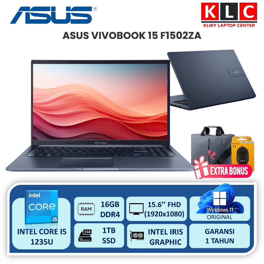 Laptop Kerja Asus Vivobook 15 F1502ZA Intel Core i5 1235U Ram 16GB 1TB SSD 15.6 Full HD IPS