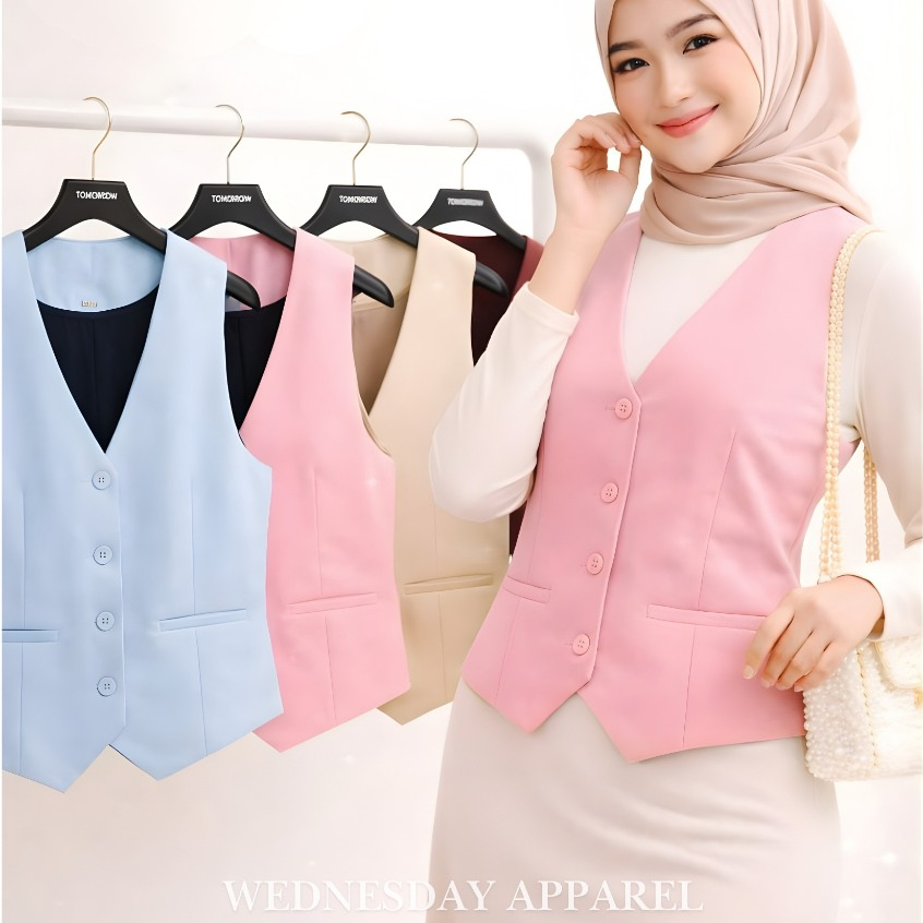 WEDNESDAY APPAREL - Rompi Atasan Casual Formal Basic Top - Vest V-Neck Sleeveless Wanita