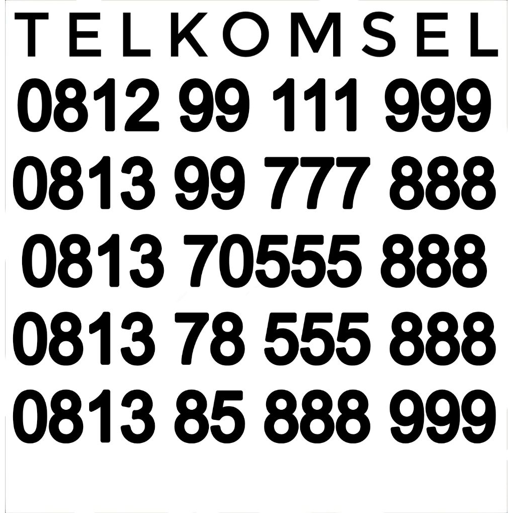 Nomor Cantik Simpati Telkomsel Kwarted 8888 9999 HEXA 888888 999999