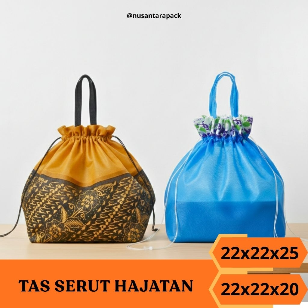 Tas Serut Hajatan | Tas Souvenir Tasyakuran Aqiqah 22x22x20 22x22x25 | Goodie Bag Serut Kain
