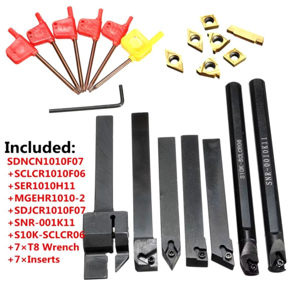 CNC Turning Tool (21 Pcs Set 12mm) Sisipan Karbida Pahat Bubut Shank Pemegang Bubut