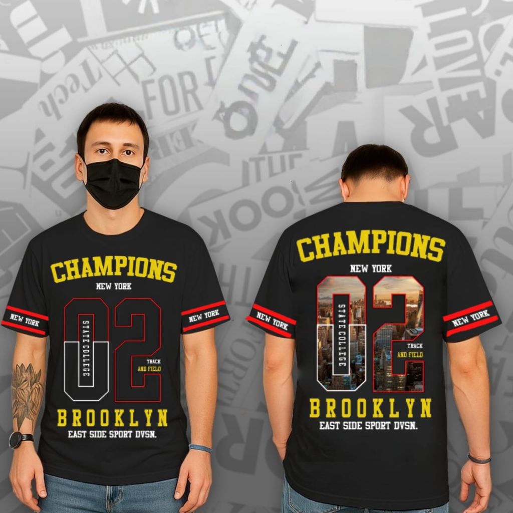 Kaos Vintage Jersey Katun Champions Brooklyn 95 Nomer Punghung Belakang Rugby Nsl Basket