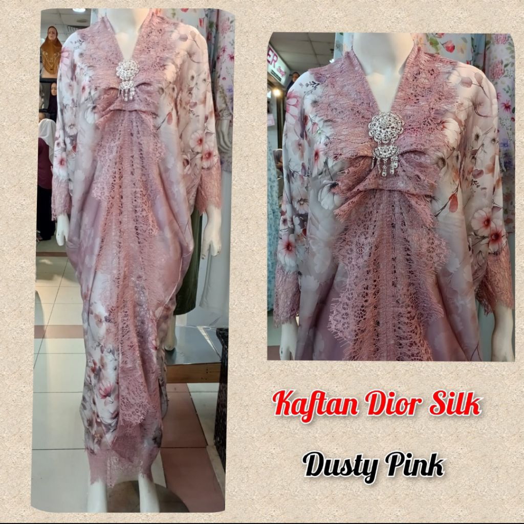 Kaftan Silk Motif Bunga Free Embos Kaftan Lebaran Terbaru