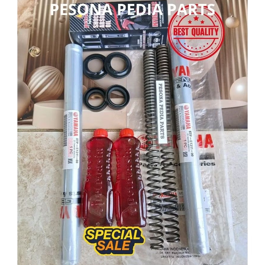 As Shock Depan 5tp + Seal Shock + Seal Tutup + Per Shock + Oli Shock Yamaha Jupiter Z, Vega R, Jupit