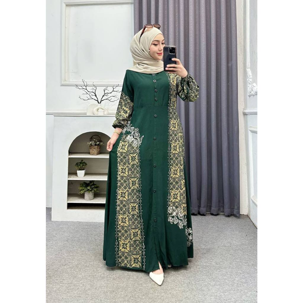 GAMIS TWILL RAYON ORI PREMIUM CAP MALAMAN KANCING DEPAN BUSUI MOTIF TERBARU