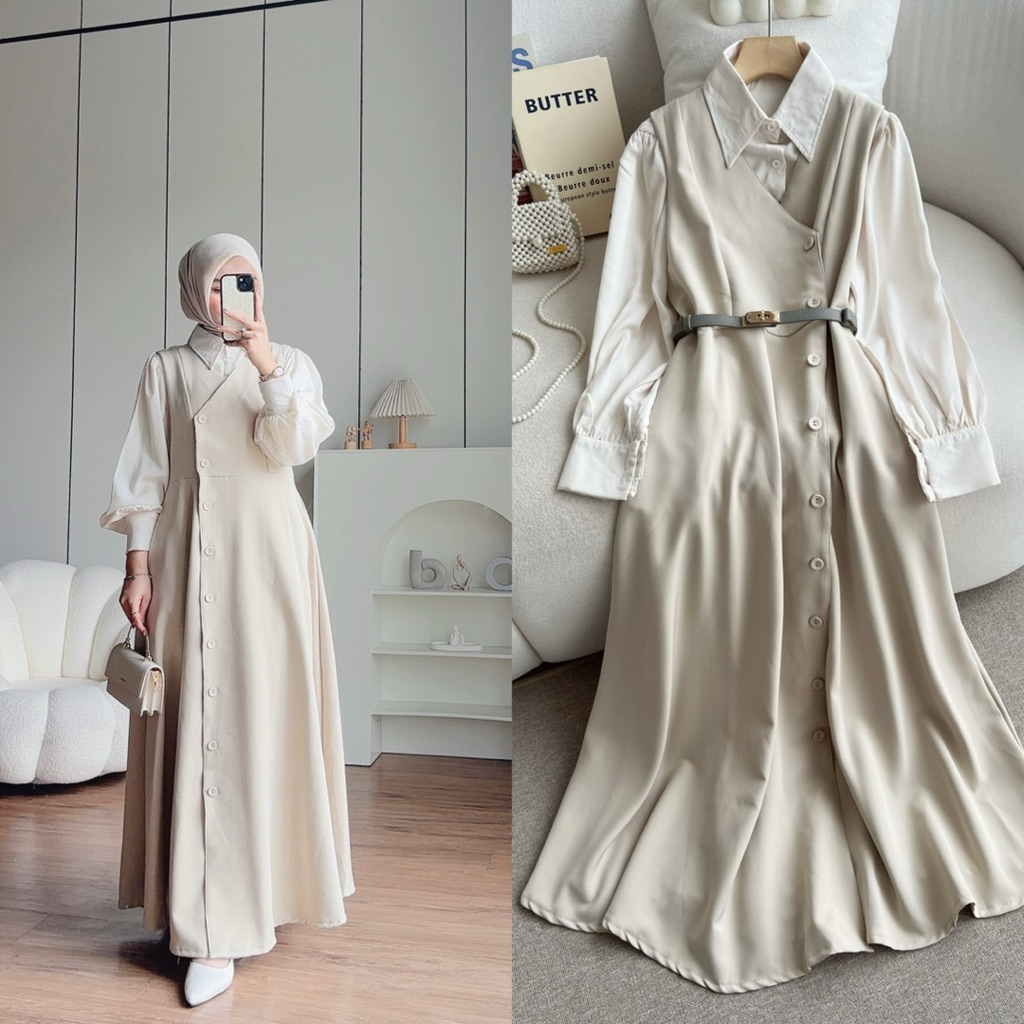 CANDY LADY Yeona Maxi / Gamis Polos Wanita Terbaru Dress Lebaran Premium Bestseller