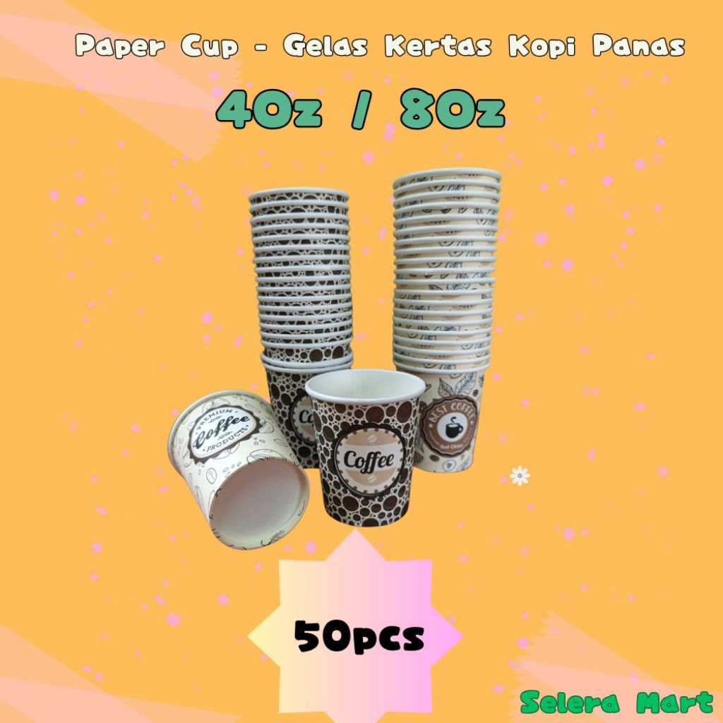 [50PCS] 4oz Paper Cup- Gelas Kertas Kopi Panas/ Cup Kopi Tahan Panas 4oz