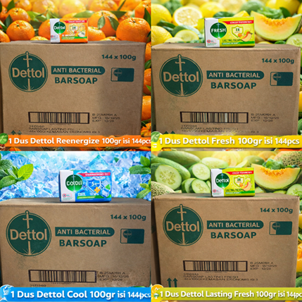 Dettol Sabun Mandi Batang Anti Bakteri 100gr 1 Dus isi 144 pcs