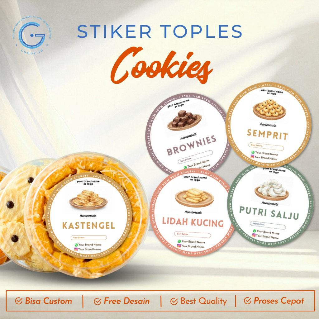STIKER COOKIES KUE KERING BULAT | STICKER TOPLES KUE KERING LEBARAN IDUL FITRI NASTAR HAMPERS TAHUN 
