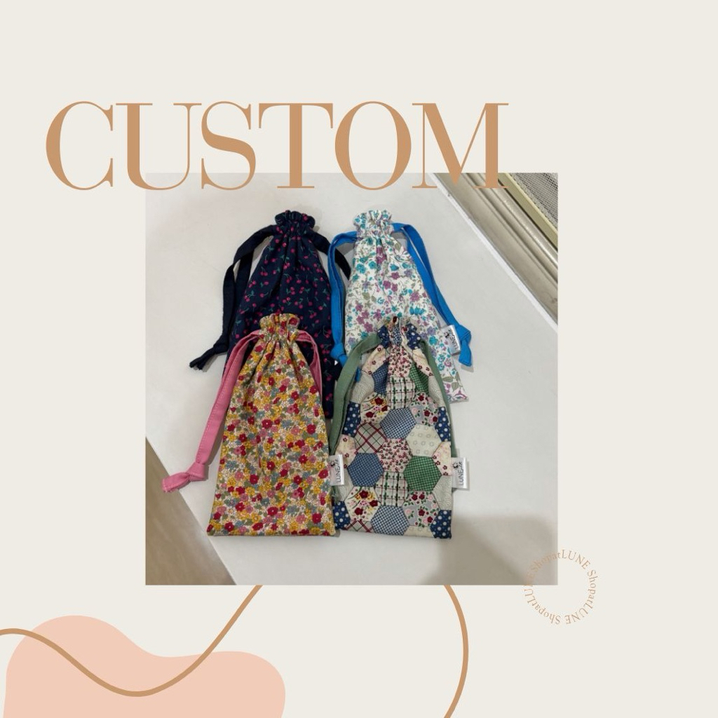 CUSTOM Drawstring Bag Cotton / Pouch Serut / Tas Serut Katun