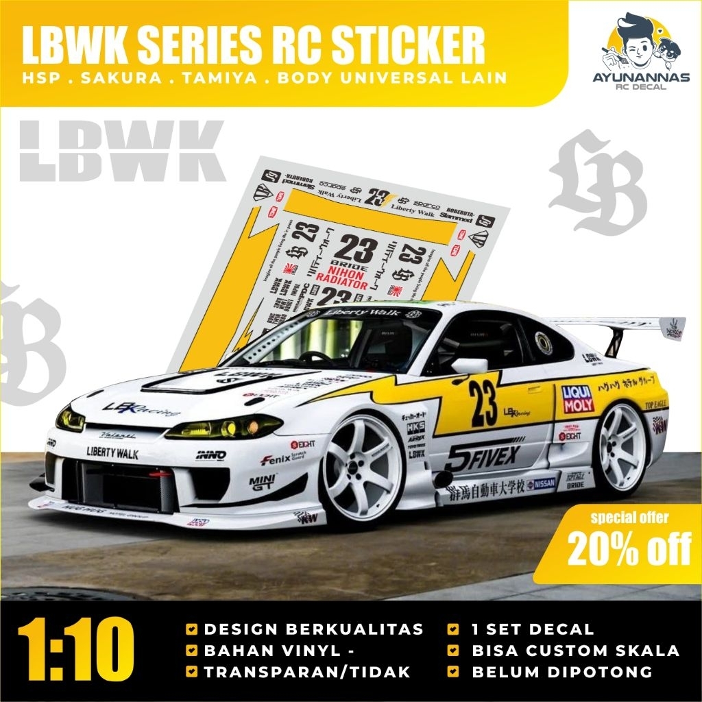 Liberty Walk Decal Stiker Vinyl LBWK Custom RC 1:10