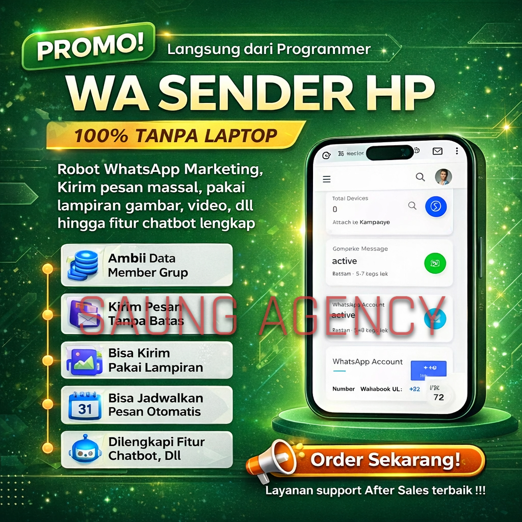 WA Sender Blast 100% Via Hp,wasender ,botmaster,wa adroid,wasender macbook,wa sender ios,wa senderpr