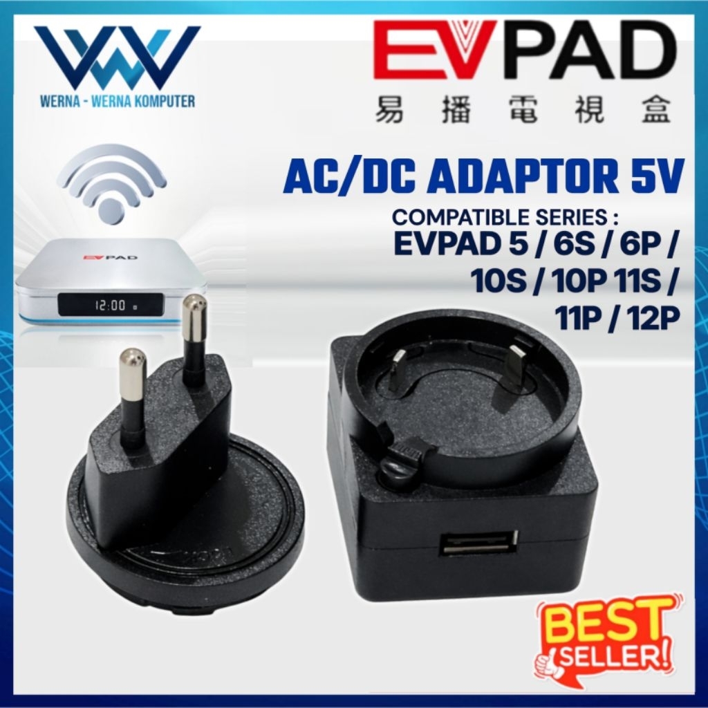 Evpad Adaptor AC/DC 5V untuk Android TV Box Evpad 5P / 5P / 10S / 10P / 11S / 11P / 12P
