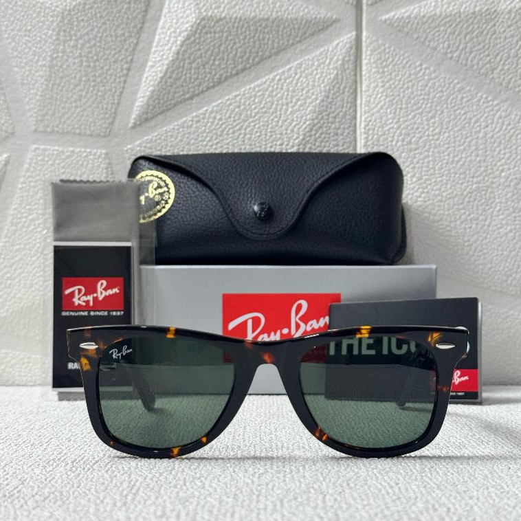 Kacamata Rayban Wayfarer RB2140 902/58 Tortoise Lens Green Polarized Original