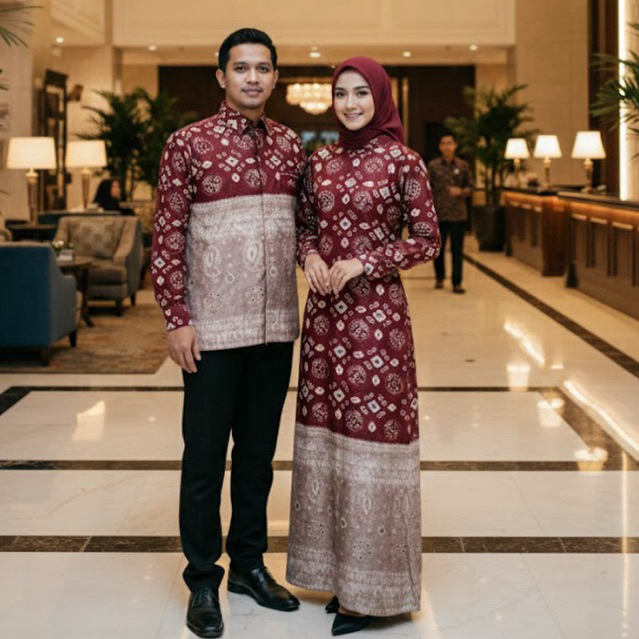 Baju Couple Gamis, Tunik, Kemeja Jumputan Khas Palembang