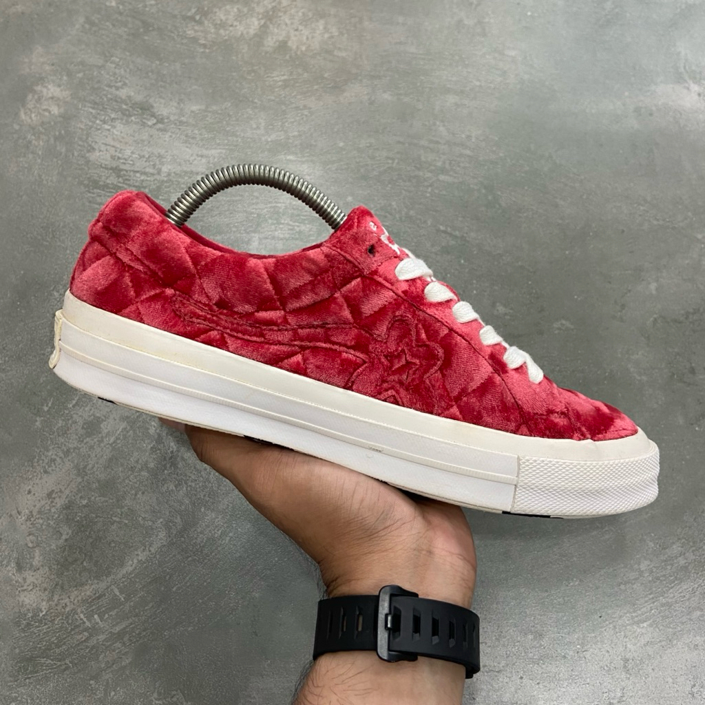 [Size 41] Rare Golf Le Fleur x Converse One Star ‘Quilted Velvet Cherry’ (165598C) Second Original. 