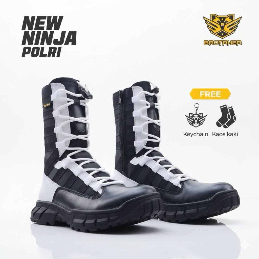 BROTRHER Ninja Provos Polri Sepatu Pdl Kulit Asli