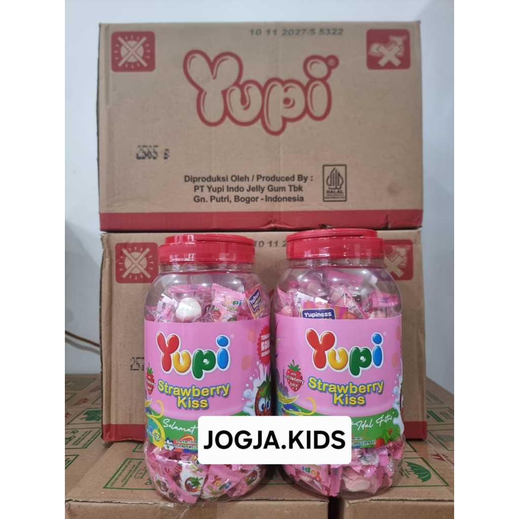 PERMEN YUPI KISS STRAWBERRY [1 KARTON : 6 TOPLE] LANGSUNG KIRIM TERMURAH