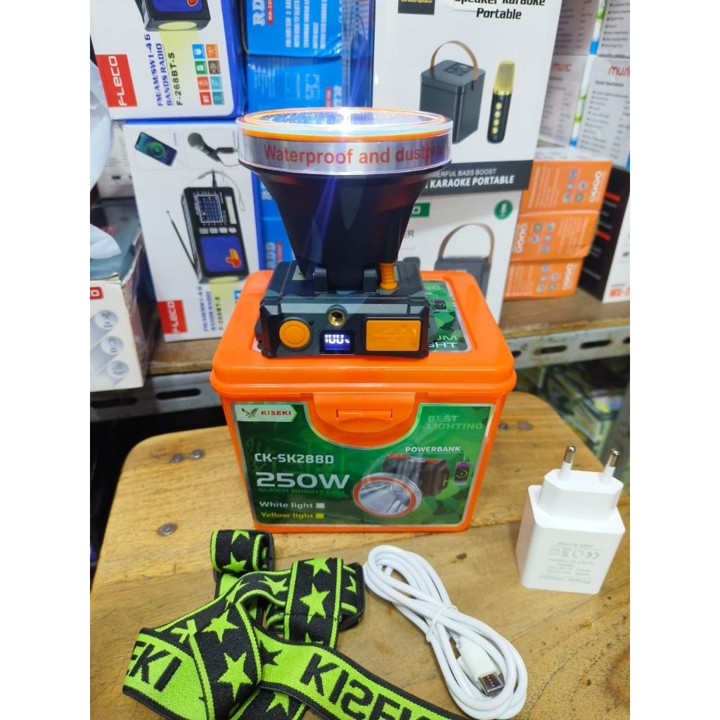 KISEKI CK-SK288D Kepala LED  250W SUPER BRIGHT Baterai 5200mAh Bisa Powerbank Display Digital / Head