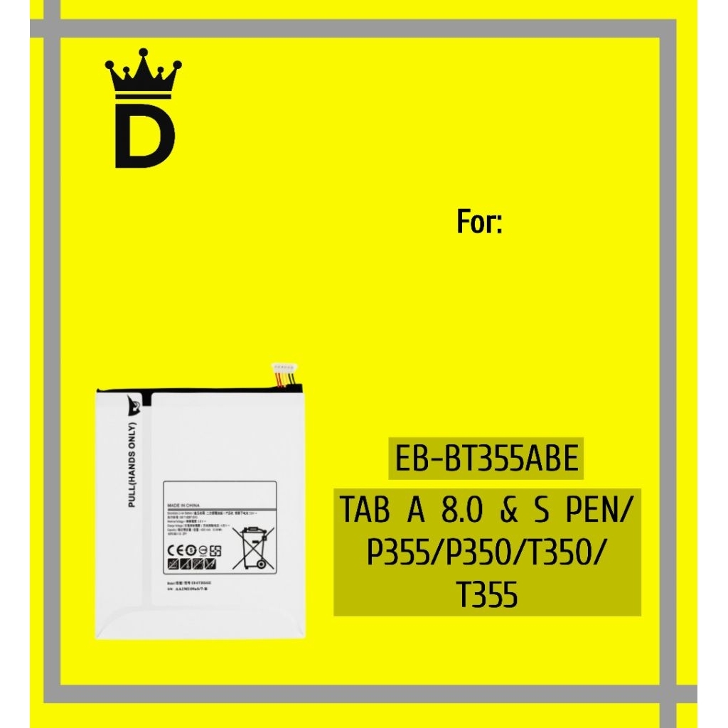 BATTERY (EB-BT355ABE) SAMSUNG GALAXY TAB A 8.0 & S PEN/P355/P350/T350/T355 BATERAI ORIGINAL