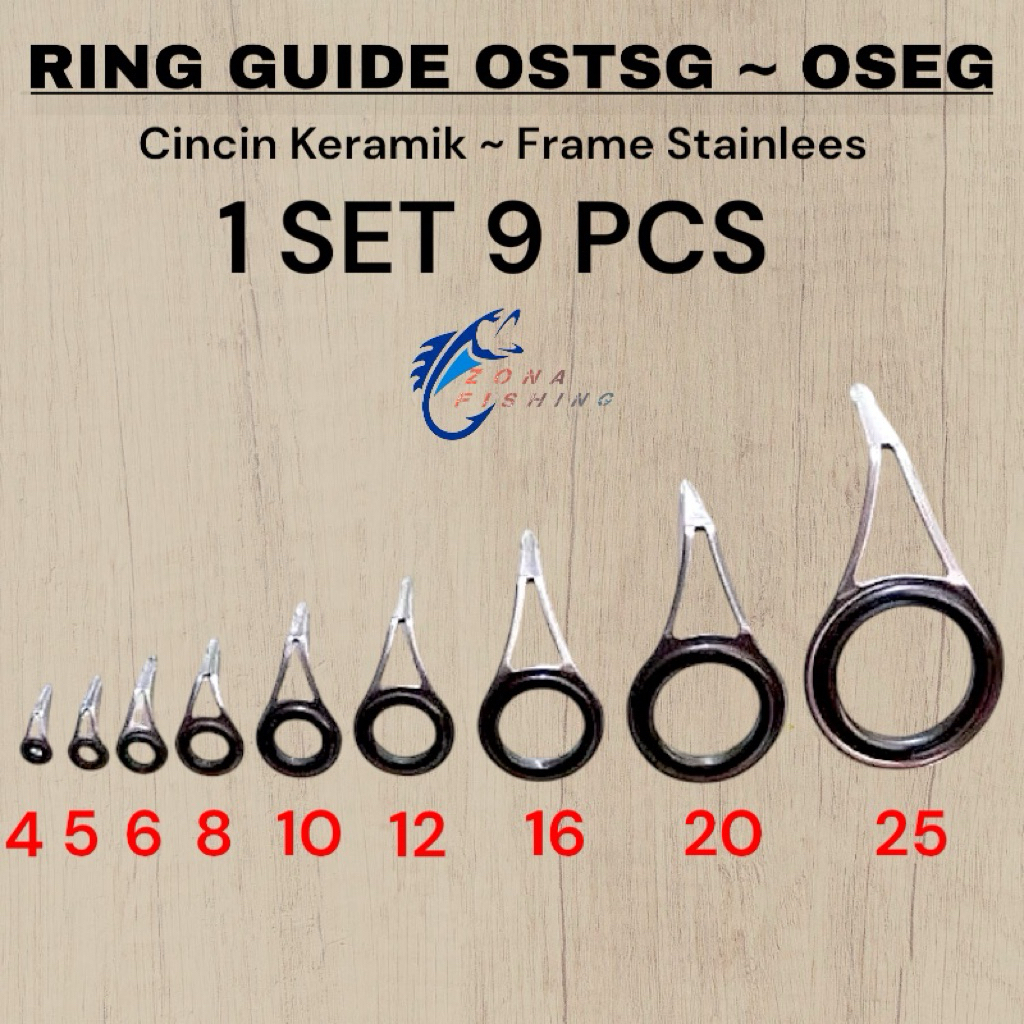 SET RING GUIDE OSTSG OSEG Keramik Joran 9 Pcs
