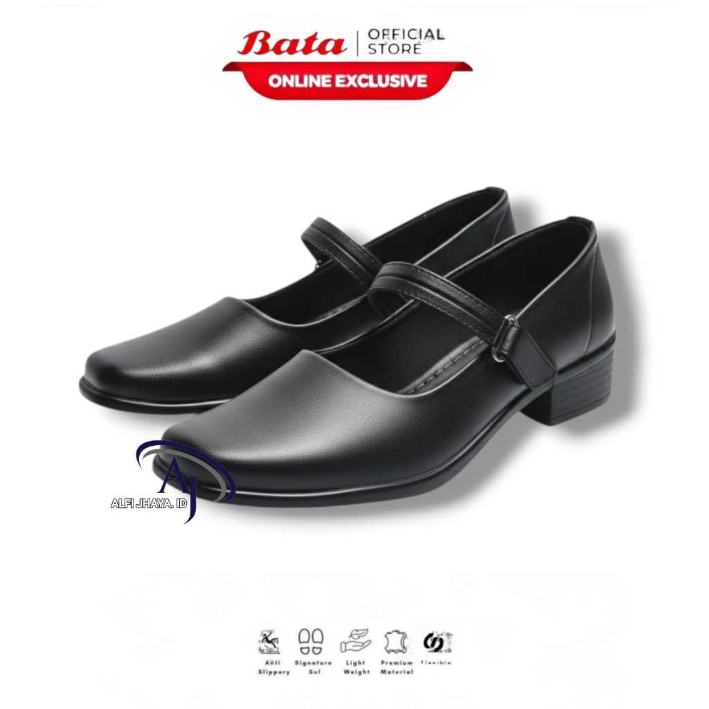 BATA Sepatu Pantofel Wanita Paskibra Fantofel Cewek Sepatu Sekolah Hitam