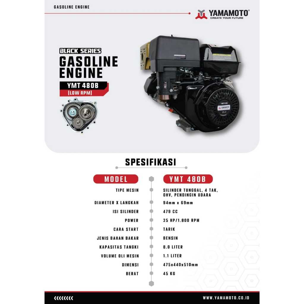 Engine Bensin Yamamoto YMT 480B Putaran Lambat