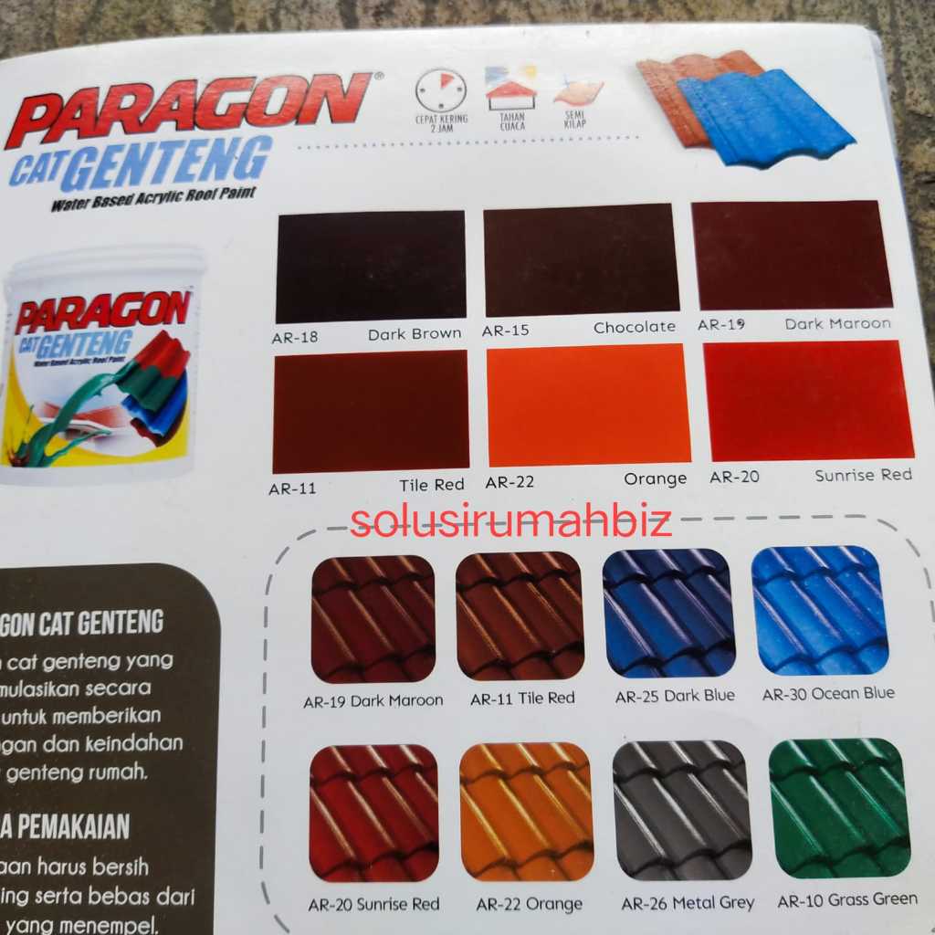 SUPER PARAGON 4KG CAT GENTENG galon isi 4 kg waterbase campuran air warna pilih