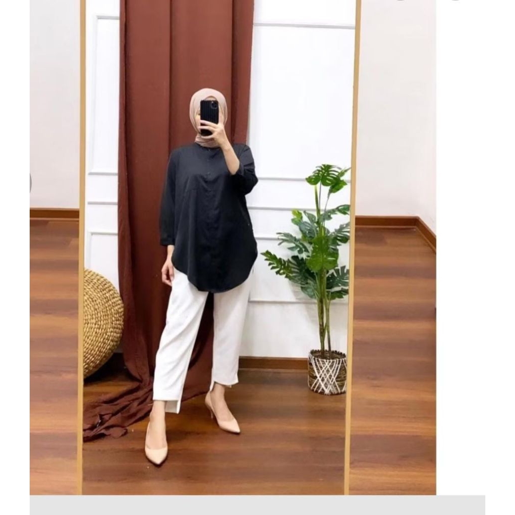 Kemeja tunik polos shakila premium Import