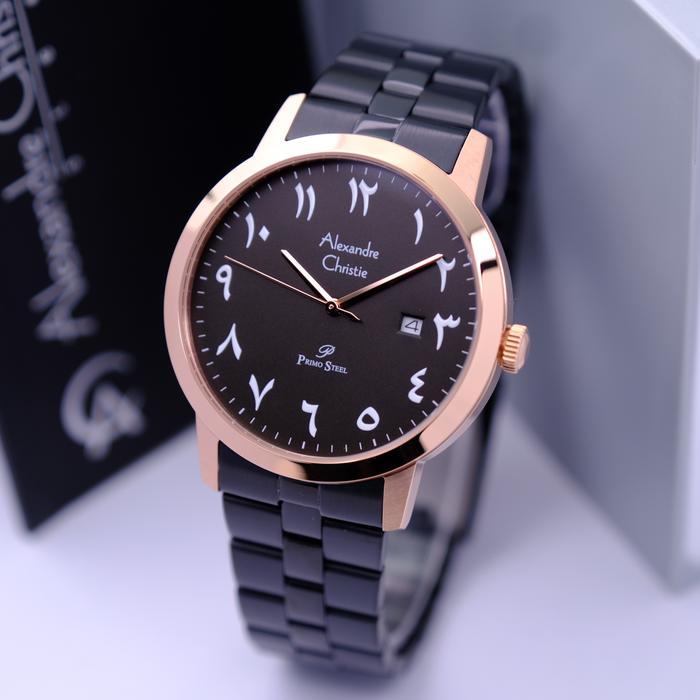 Jam Tangan Pria Alexandre Christie Primo Steel AC 1007 Garansi Resmi 1 Tahun dial Arabic Stainless S