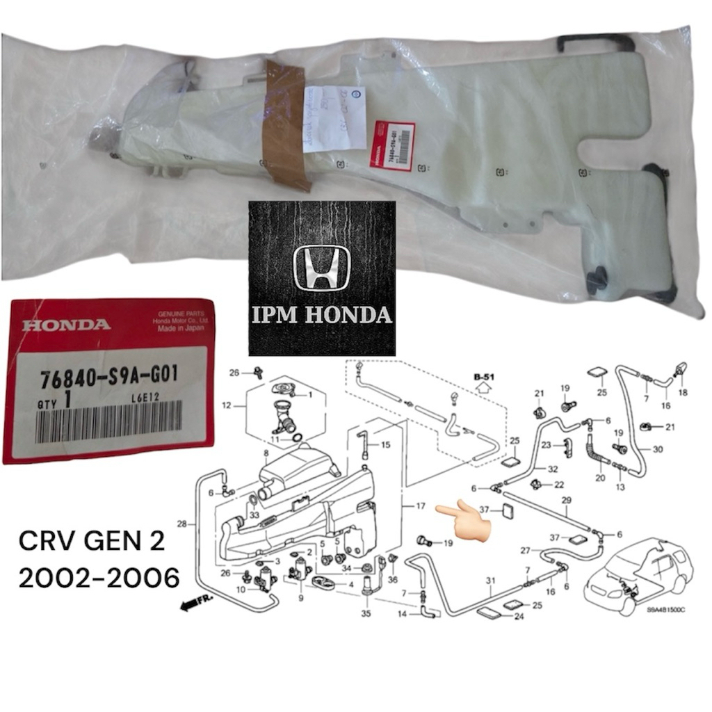 76840 S9A Tank Washer Tabung Bawah Wiper Honda CRV GEN 2 RD4 RD5 2002 2003 2004 2005 2006