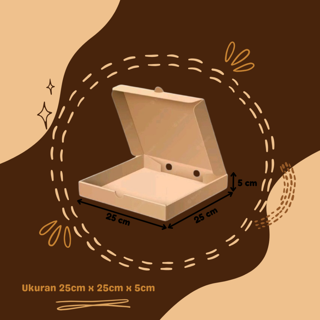 Kardus / Kotak Pizza Ukuran 25x25x5 Cm Die Cut