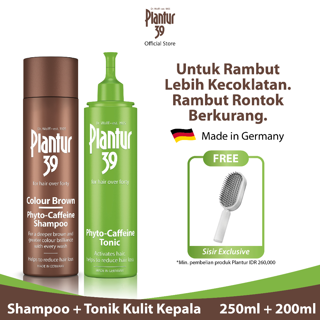 Paket Plantur 39 Brown - Plantur 39 Brown Shampoo + Tonik Rambut Tipis